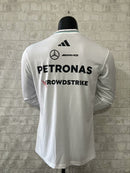 CAMISOLA F1 MERCEDES x ADIDAS 2025 MANGAS LONGAS – BRANCO
