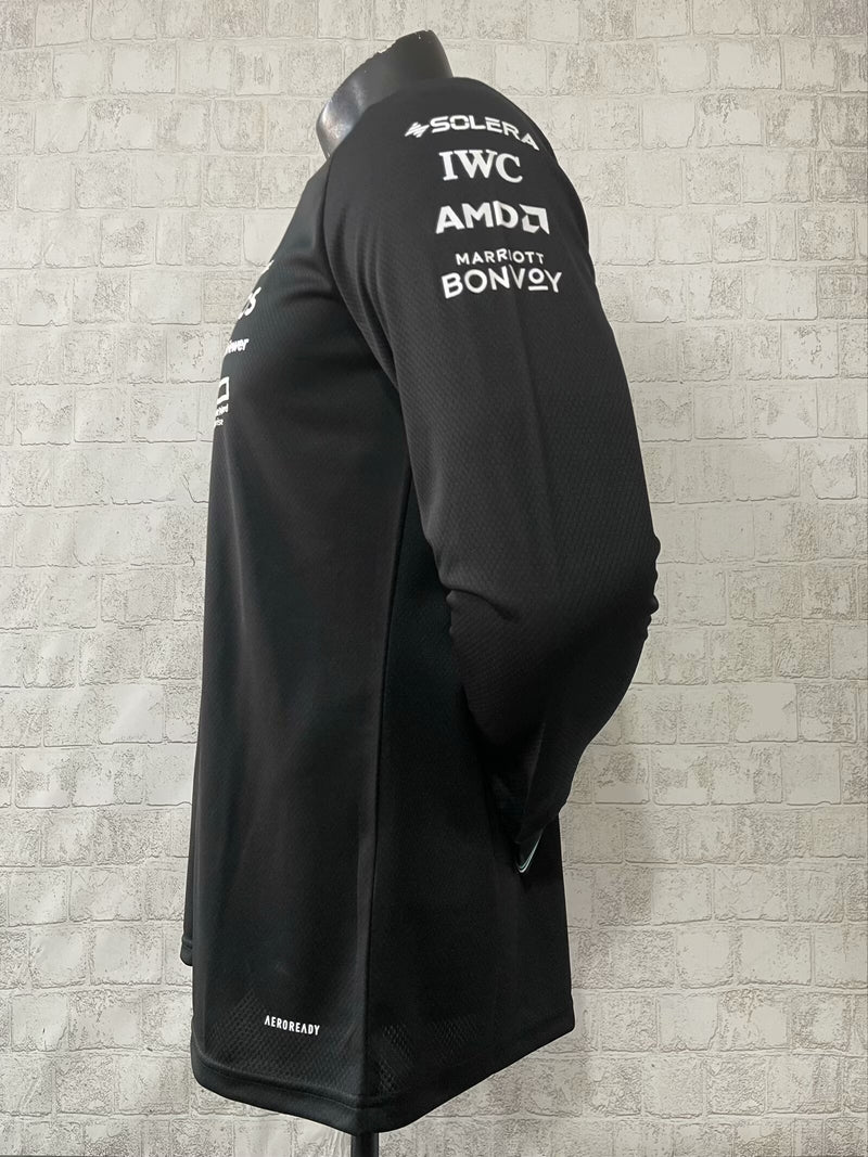 CAMISOLA F1 MERCEDES x ADIDAS 2025 MANGAS LONGAS – PRETO