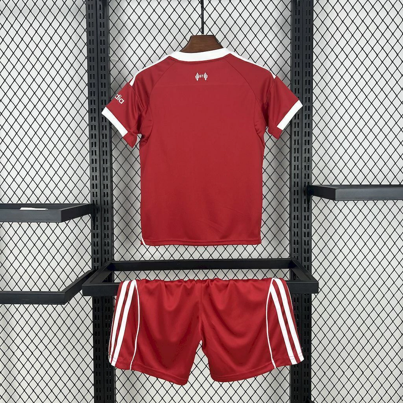CAMISOLA LIVERPOOL HOME 25/26 – CONJUNTO INFANTIL DO EQUIPAMENTO PRINCIPAL