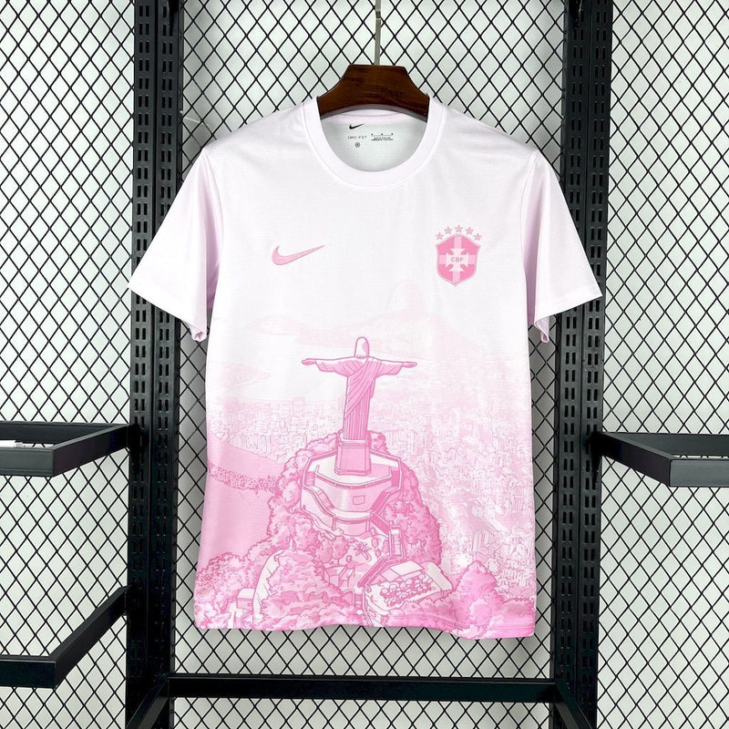 Camisola Brasil Rio de Janeiro Cristo Redentor 2025 – Edição Especial Rosa  Réplica Tailandesa