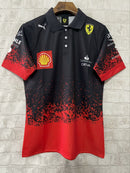 Camisola F1 Ferrari 2025 Polo – Preto e Vermelho, Estilo Racing