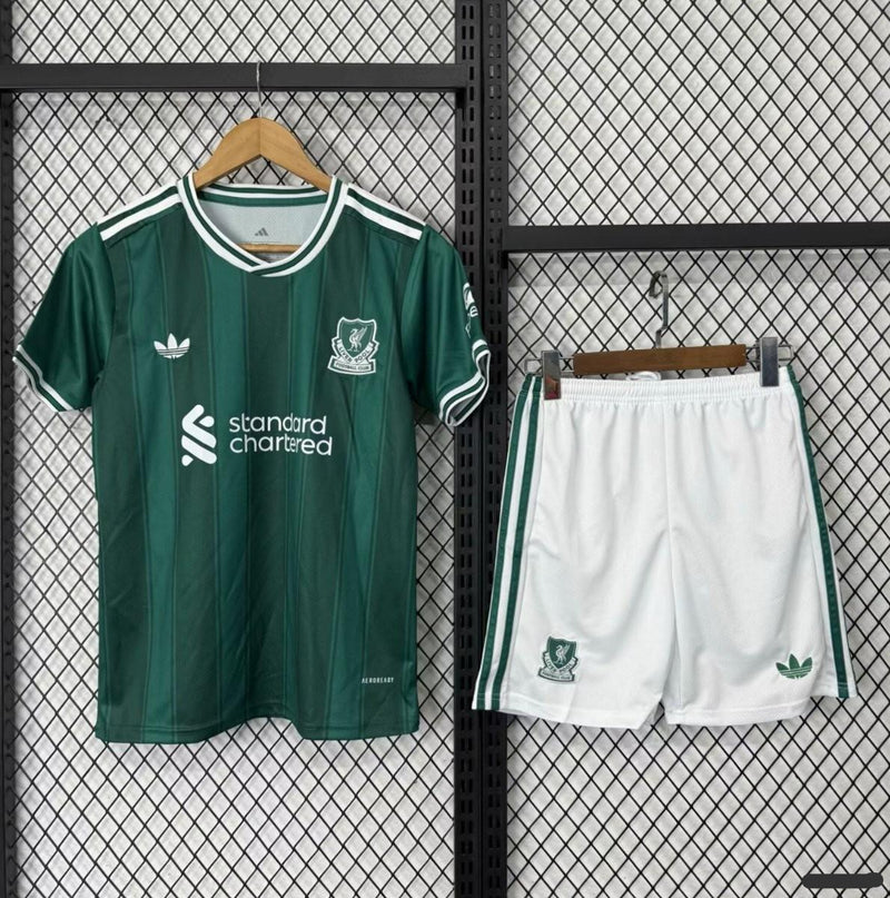Camisola Liverpool III 25/26 Infantil – Conjunto Verde e Branco