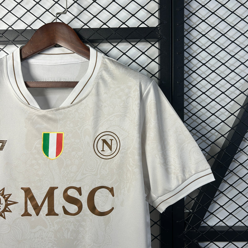 Camisola Napoli II 25/26 – Equipamento Alternativo Branco com Dourado