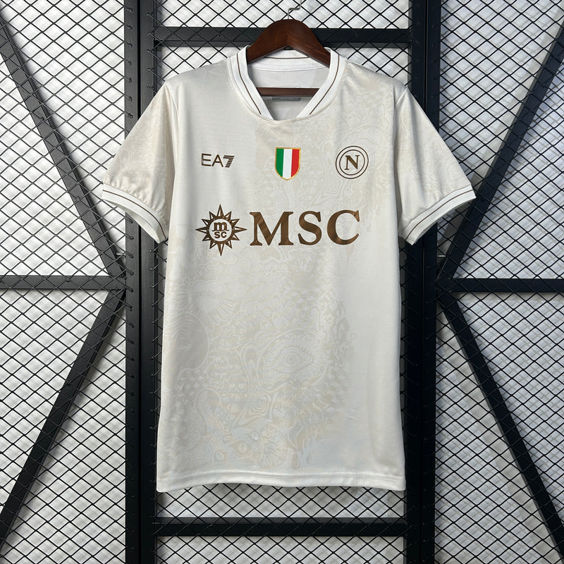 Camisola Napoli II 25/26 – Equipamento Alternativo Branco com Dourado