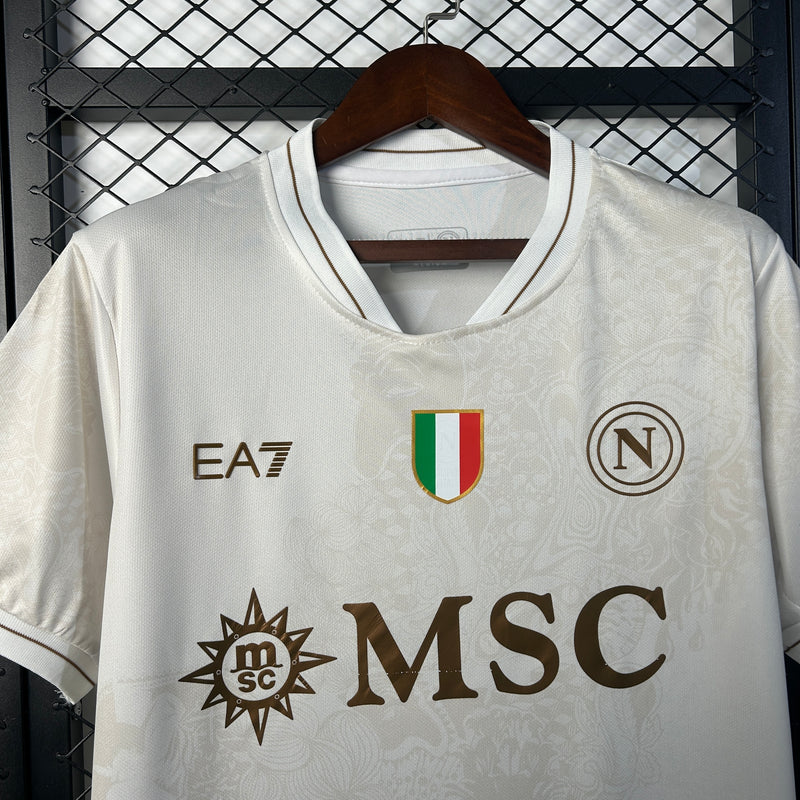 Camisola Napoli II 25/26 – Equipamento Alternativo Branco com Dourado