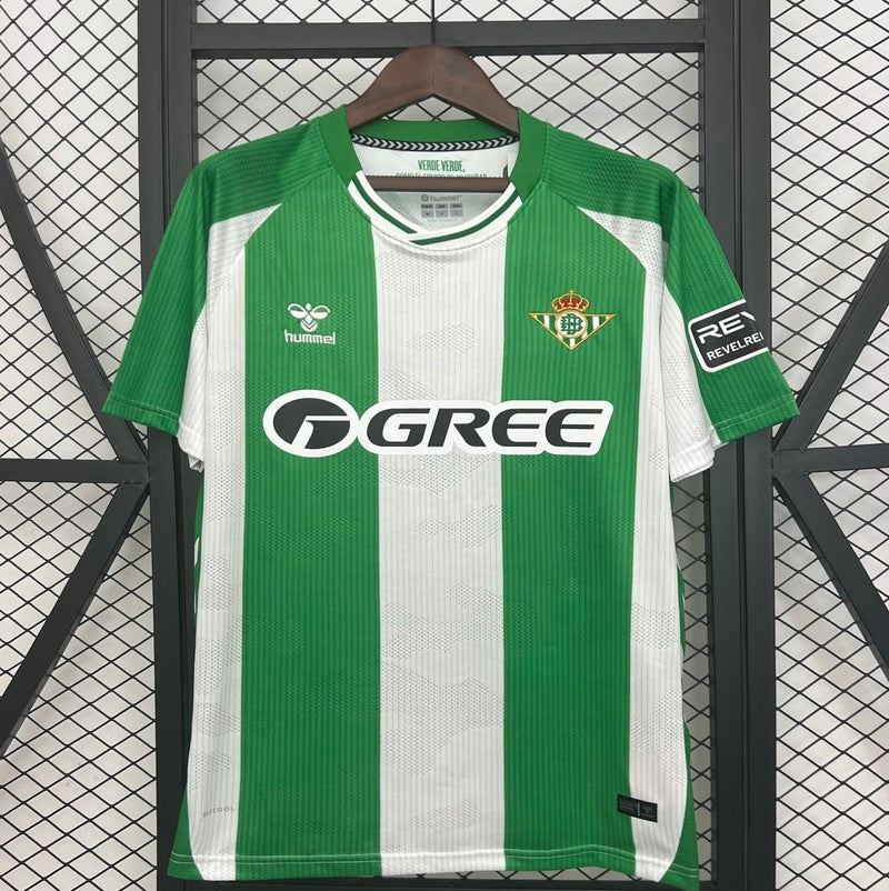 Camisola Real Betis I 2526  Titular Verde e Branca  Réplica Tailandesa Premium