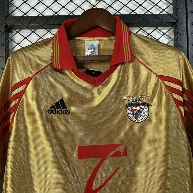 Camisola SL Benfica Alternativa 98/99 Retro Dourada – Homem  Clássico 