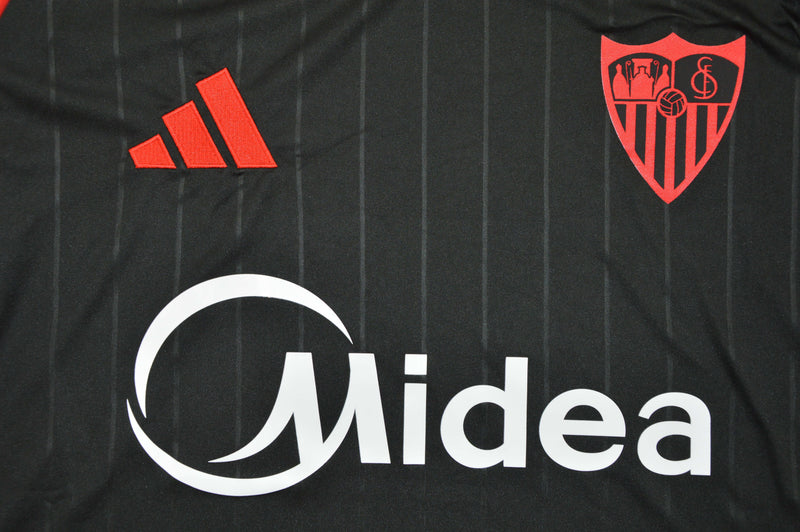 Camisola Sevilla III 2526 Homem  Terceiro Uniforme Preto & Vermelho  Réplica Tailandesa