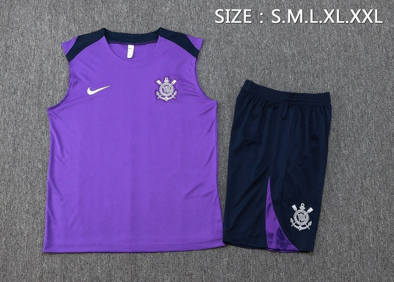 CONJUNTO TREINO ROXO CORINTHIANS SEM MANGAS I 25/26